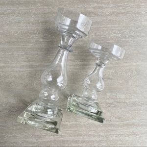 CLOSET CLOSING Set of 2 Large hollow glass candle holders